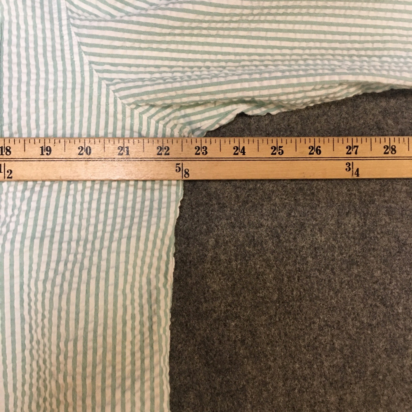Denim & Co Button Down Shirt Womens Large Green White Seersucker Striped Cotton