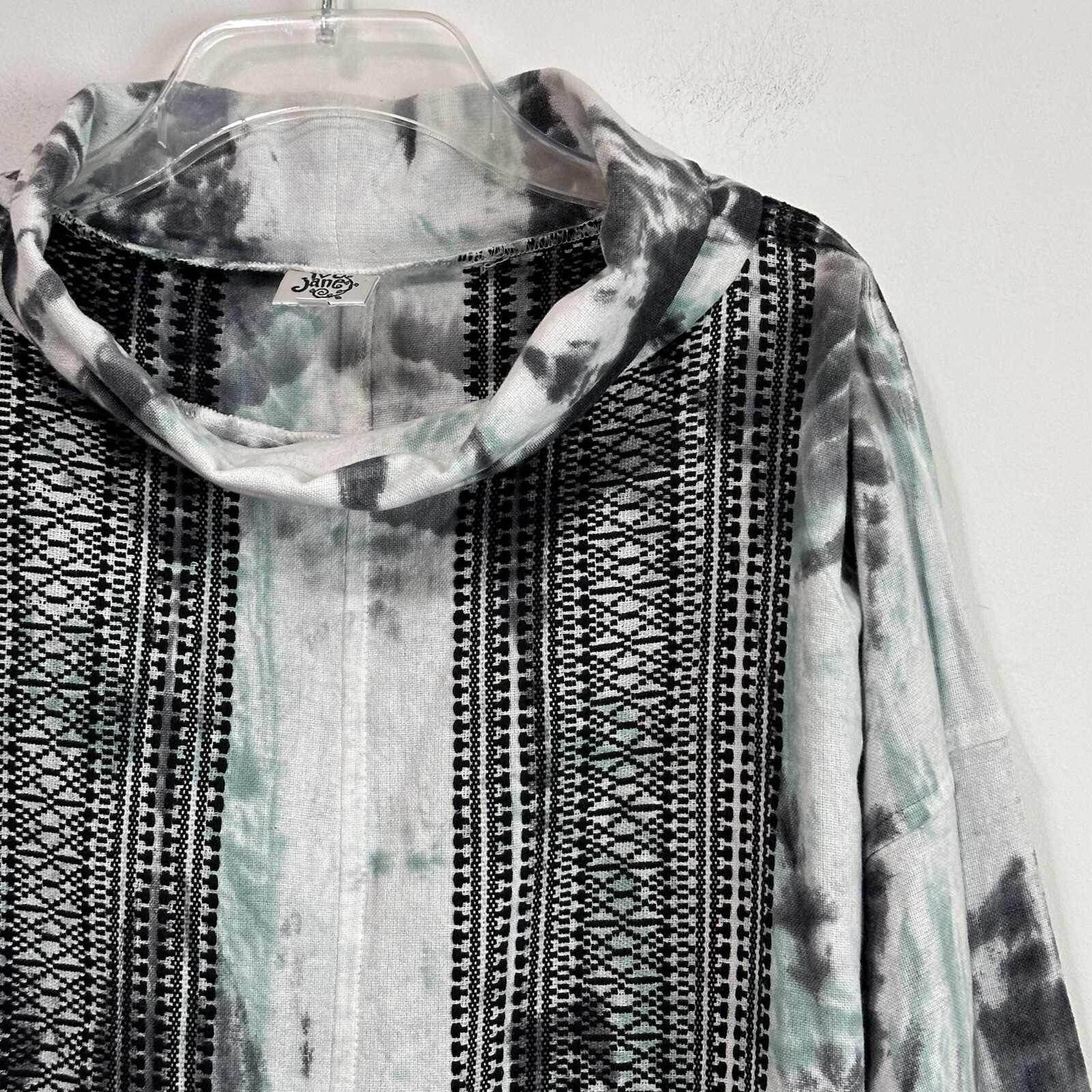 Ivy Jane Funnel Neck Top S/M Tie Dyed Embroidered Baja Anthropologie Shirt