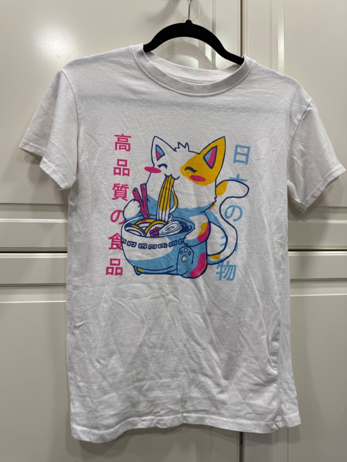 Cute Japanese Ramen Cats Graphic T-Shirt Soft Cotton Anime Foodie Tee