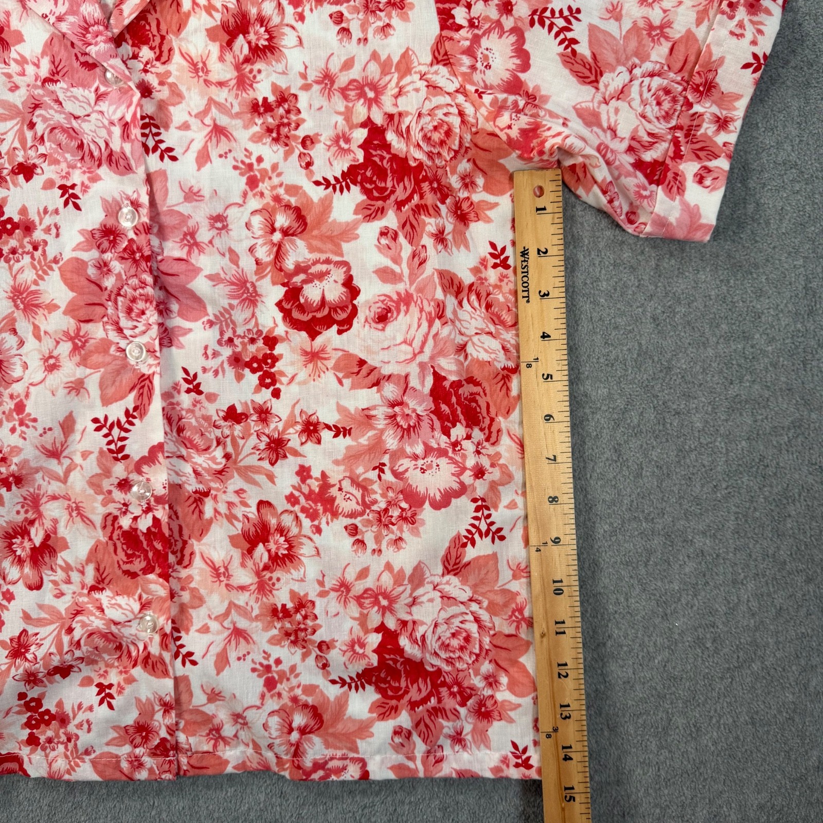 Haband VIntage Short Sleeve Camp Shirt Women’s Medium Pink Floral Button Up