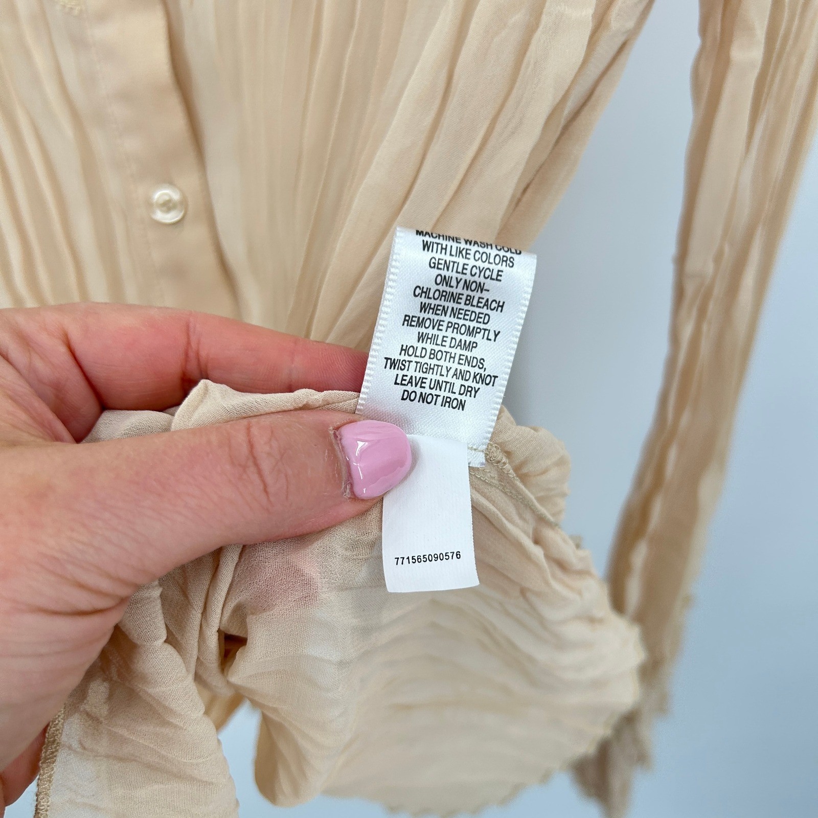 Victorian Sheer Ruffle Lace Button Blouse L Beige Fairy Regency Romantic