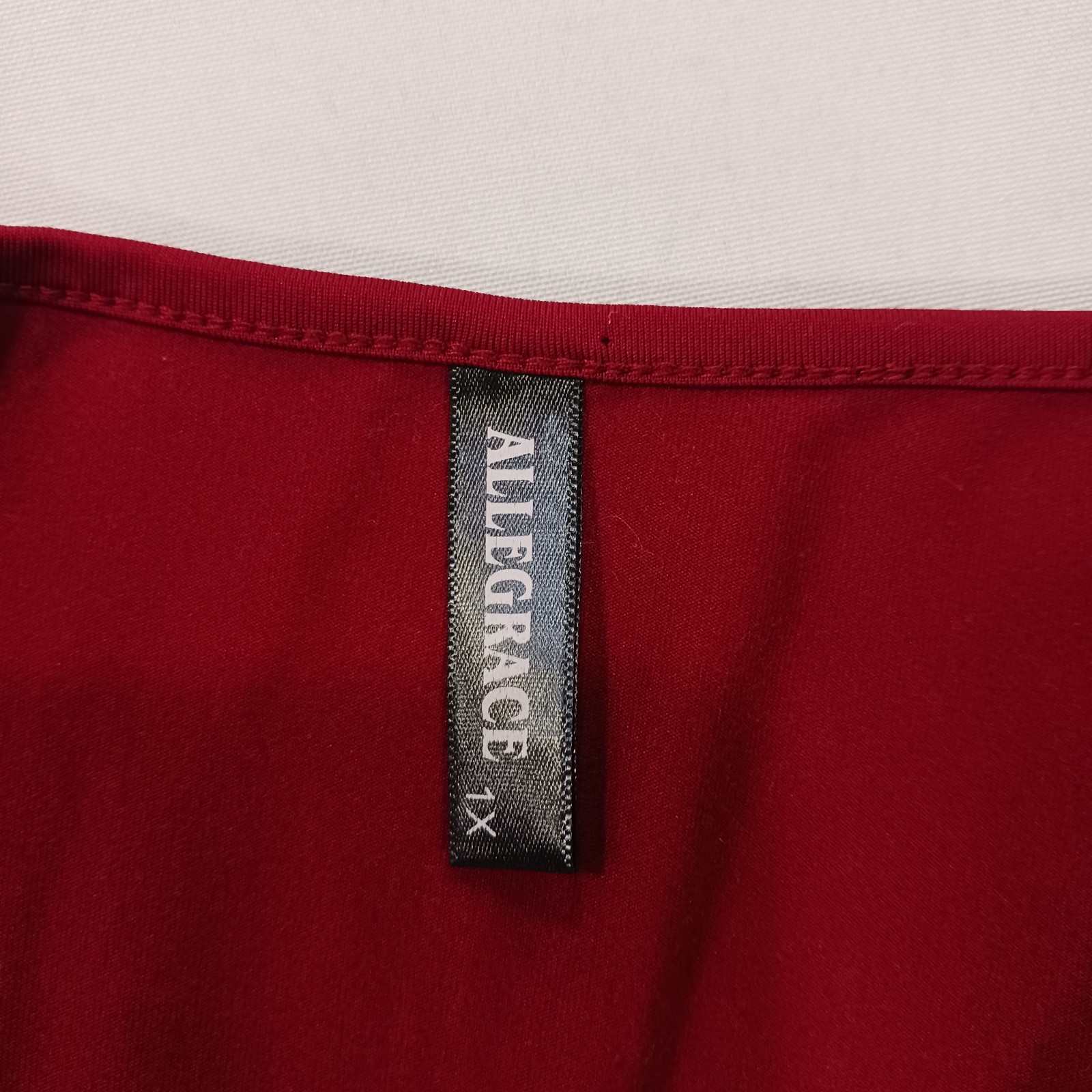 Allegrace Women’s Red Stretch Short Sleeve Casual Top Blouse Size 1X