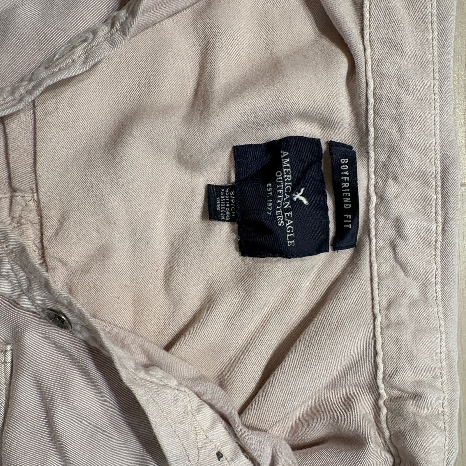 American Eagle boyfriend fit light pink button down shirt jacket women Small
