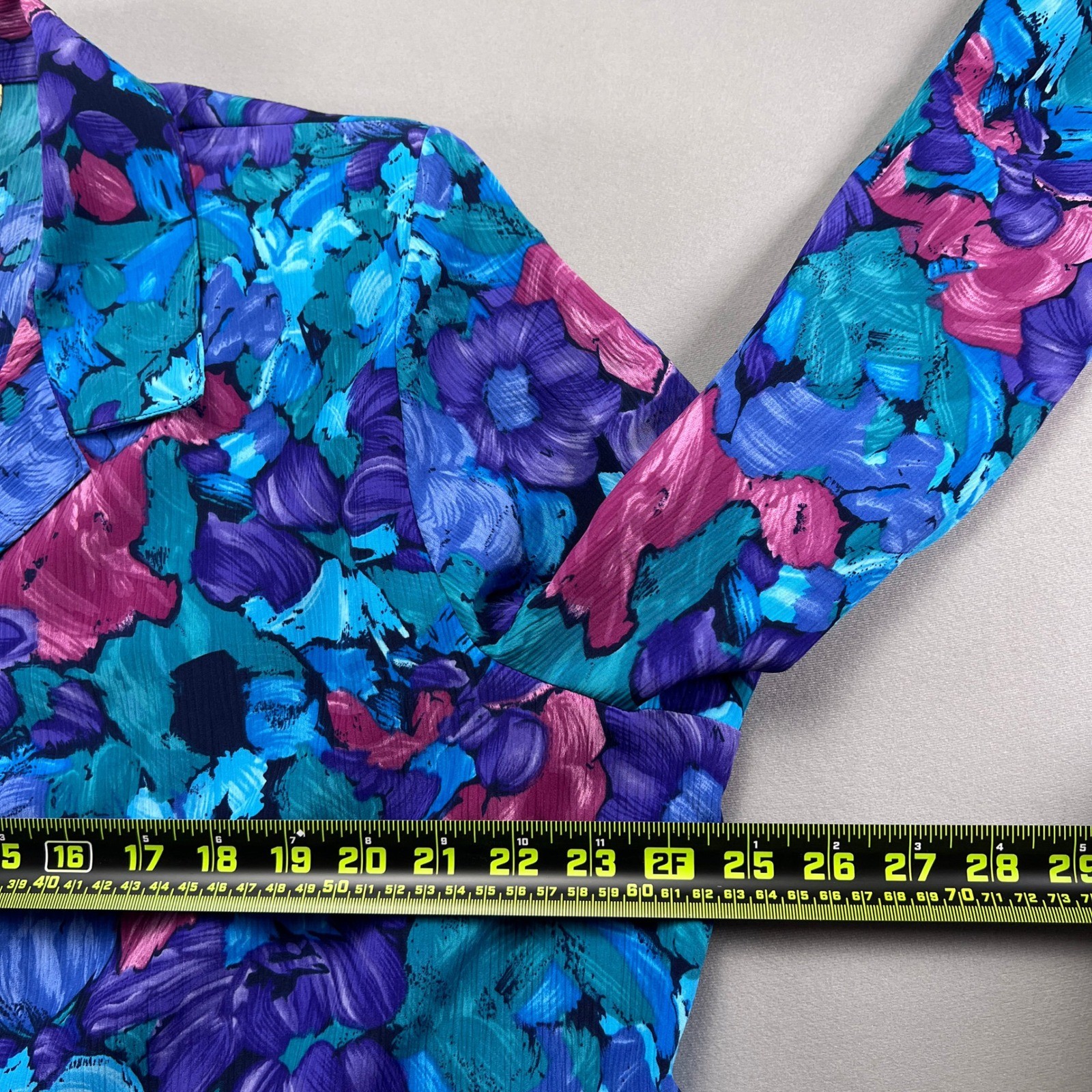 Vintage Allison Daley Blouse Top Womens 18W Multicolor Floral Print Button Front