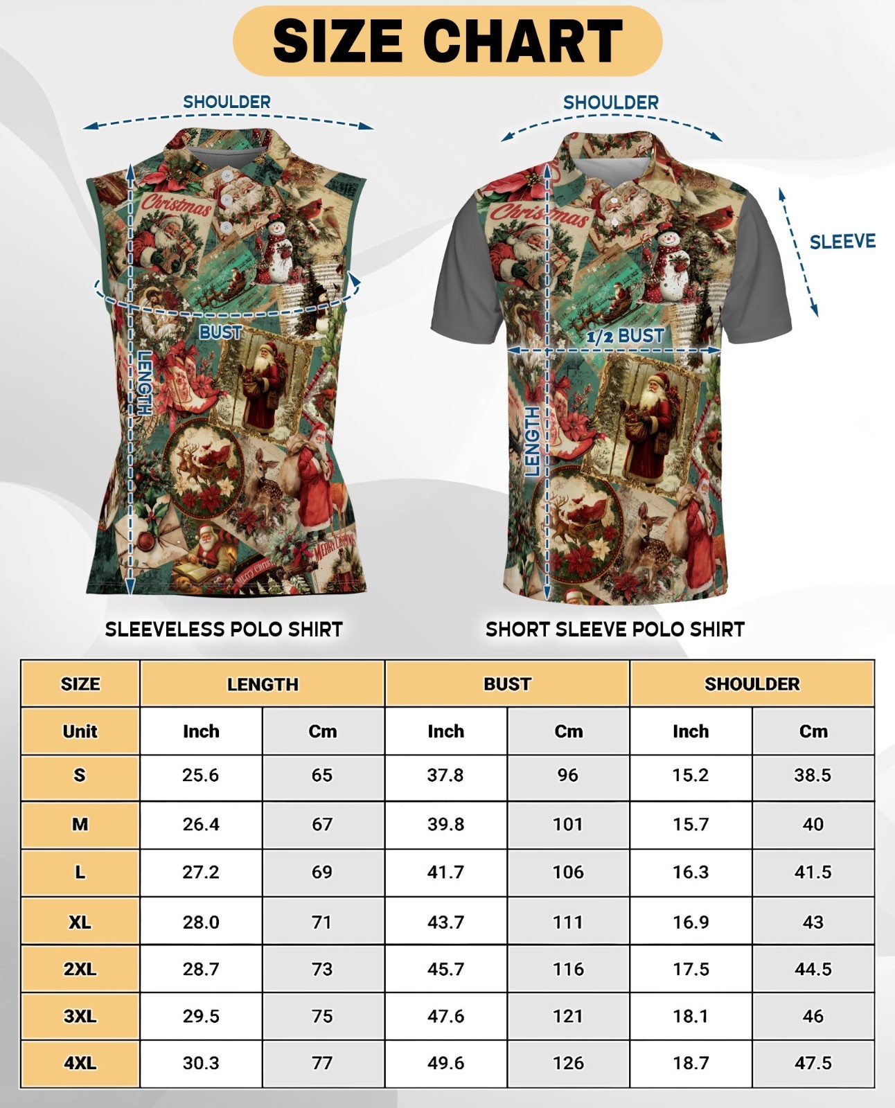 Vintage Christmas Santa Women’s Sleeveless Performance Polo Shirt for Golf