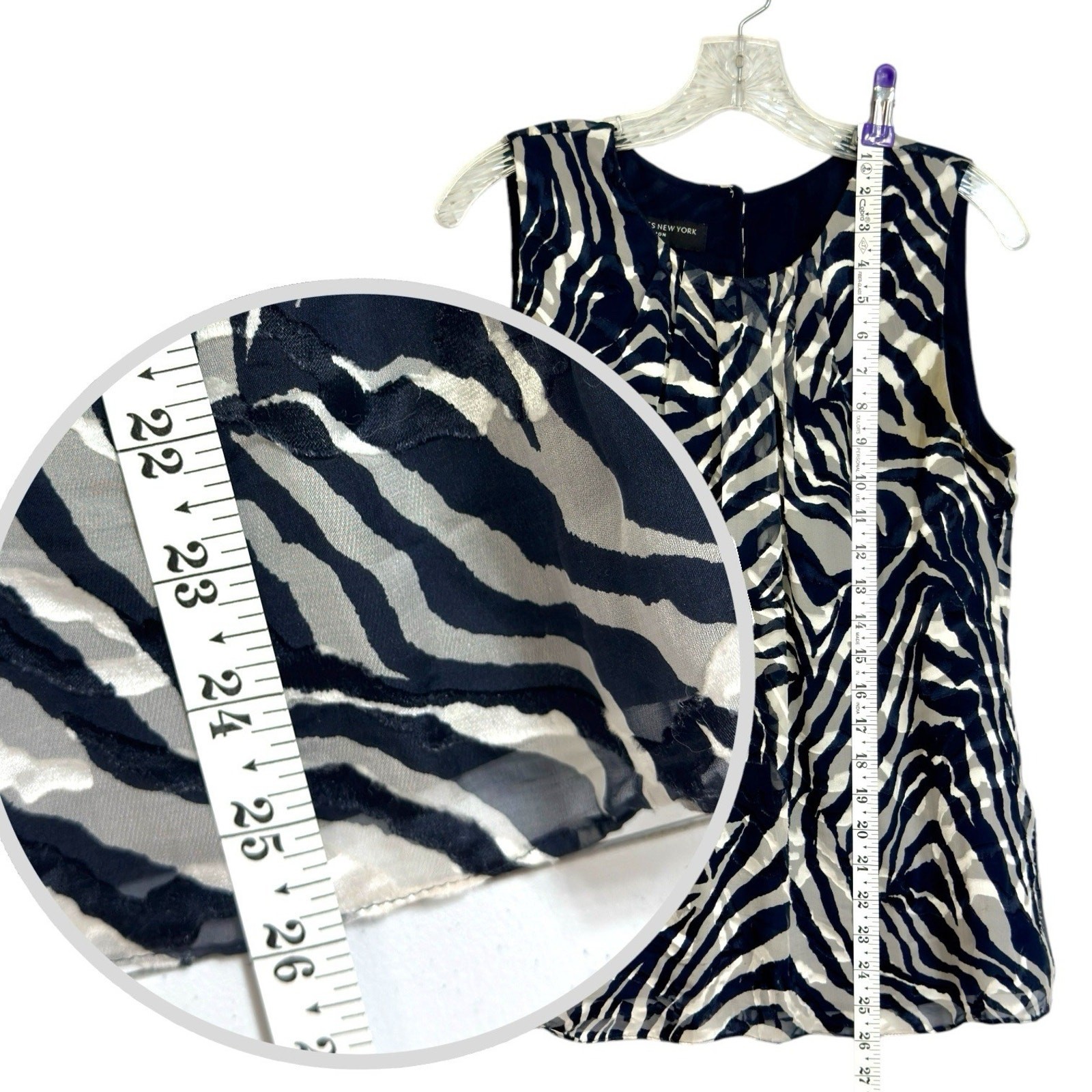 Zebra Silk Blend Shell Blouse 10 Sheer Retro Glam Business Casual