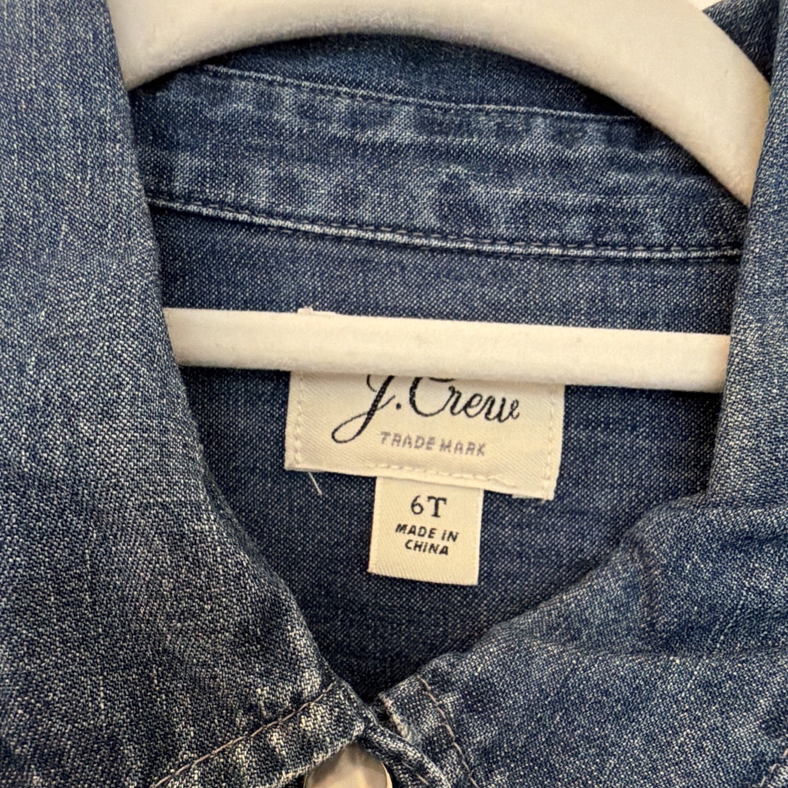 J.Crew Women’s Blue Denim Cotton Button-Down Collared Pockets 6T Tall