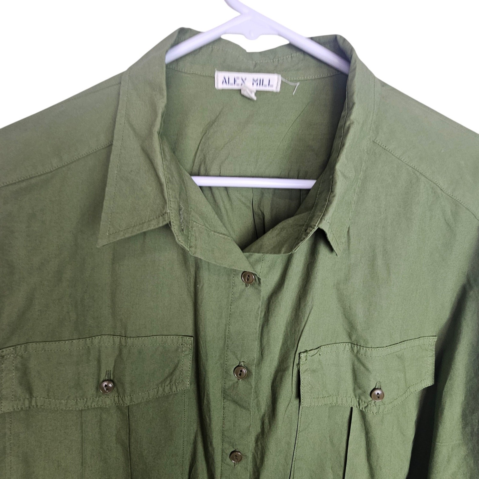 Alex Mill Womens Keeper Button Down Cotton Shirt Sz XL Oversized Designer Army