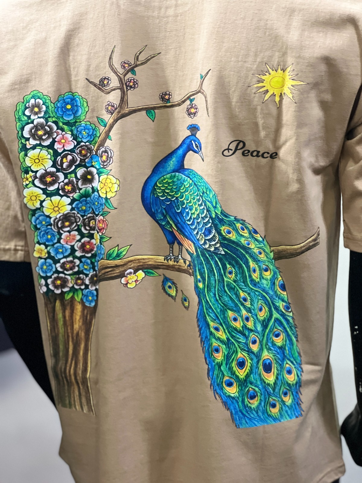 Peacock Graphic T Shirt Peace Nature Bird Floral Cotton Unisex Casual Tee