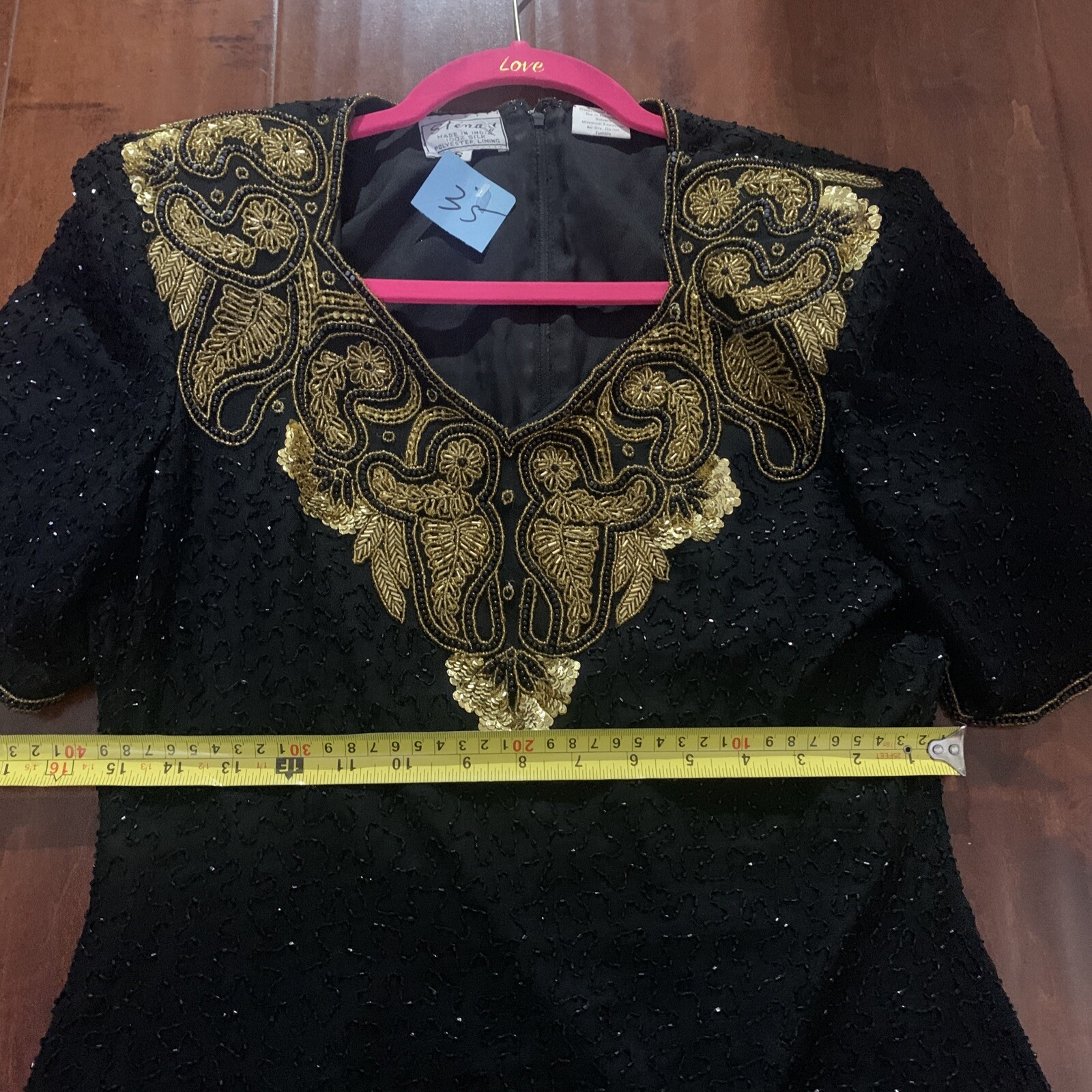 Vintage Stenay Sequin Beaded Floral Silk Blouse Women’s Size S