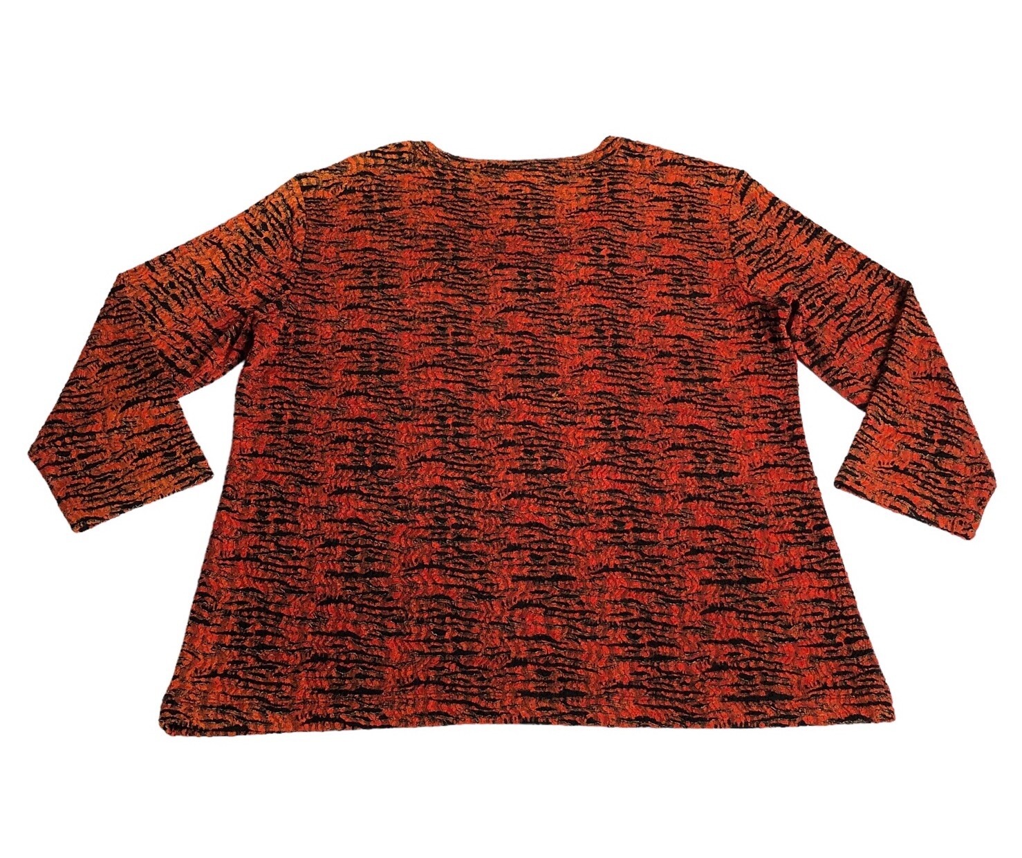 Vintage 90s Chicos Design Top Women XL Stripe Textured Stretch 3/4 Sleeve Retro