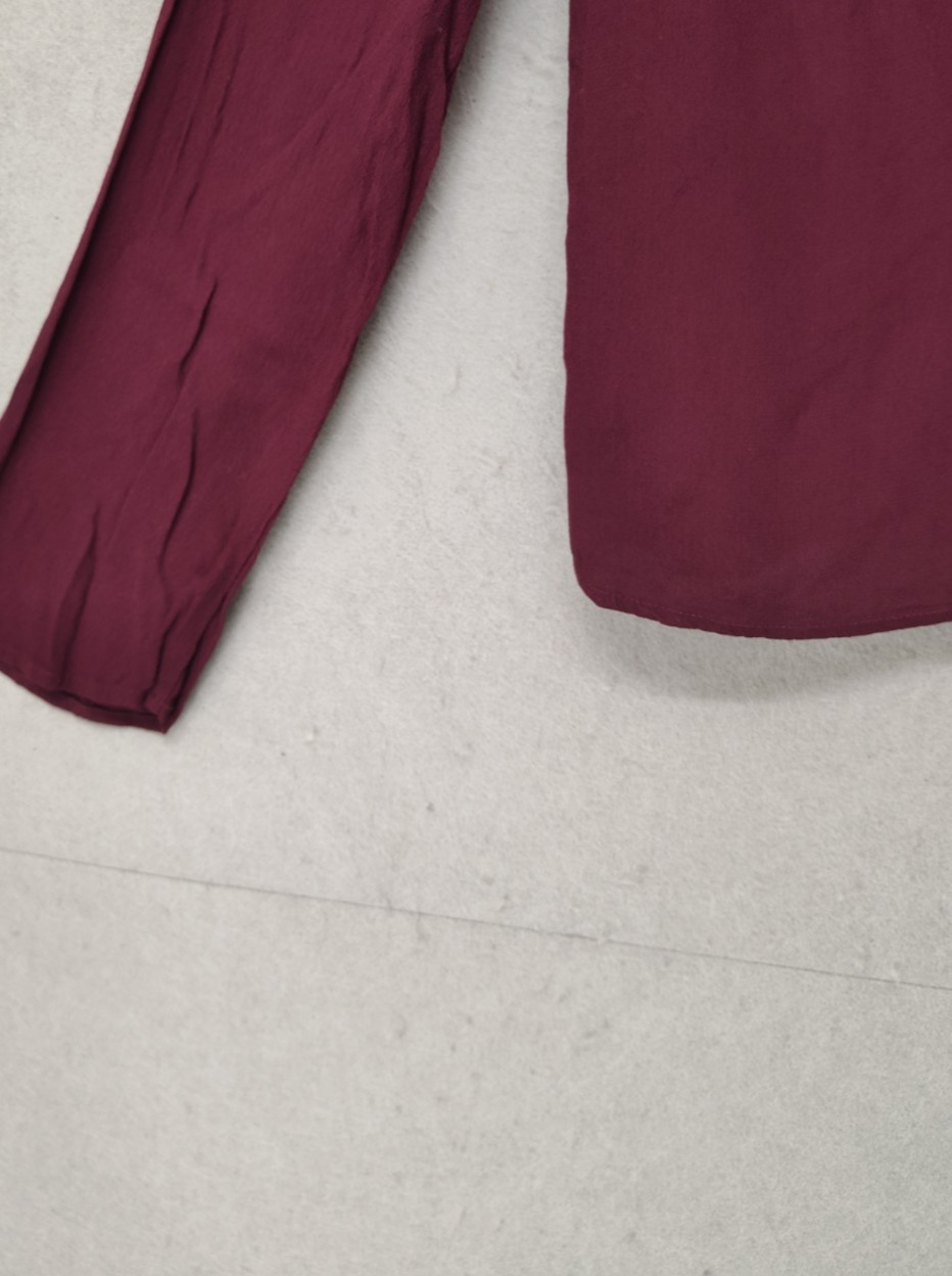 Forever 21 Women Top Small Burgundy 100% Rayon Long Sleeve V Neck Casual Fit