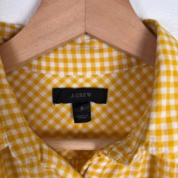 J.Crew Women’s Size 0 Sunflower Yellow Gingham Popover Long Sleeve Shirt Blouse