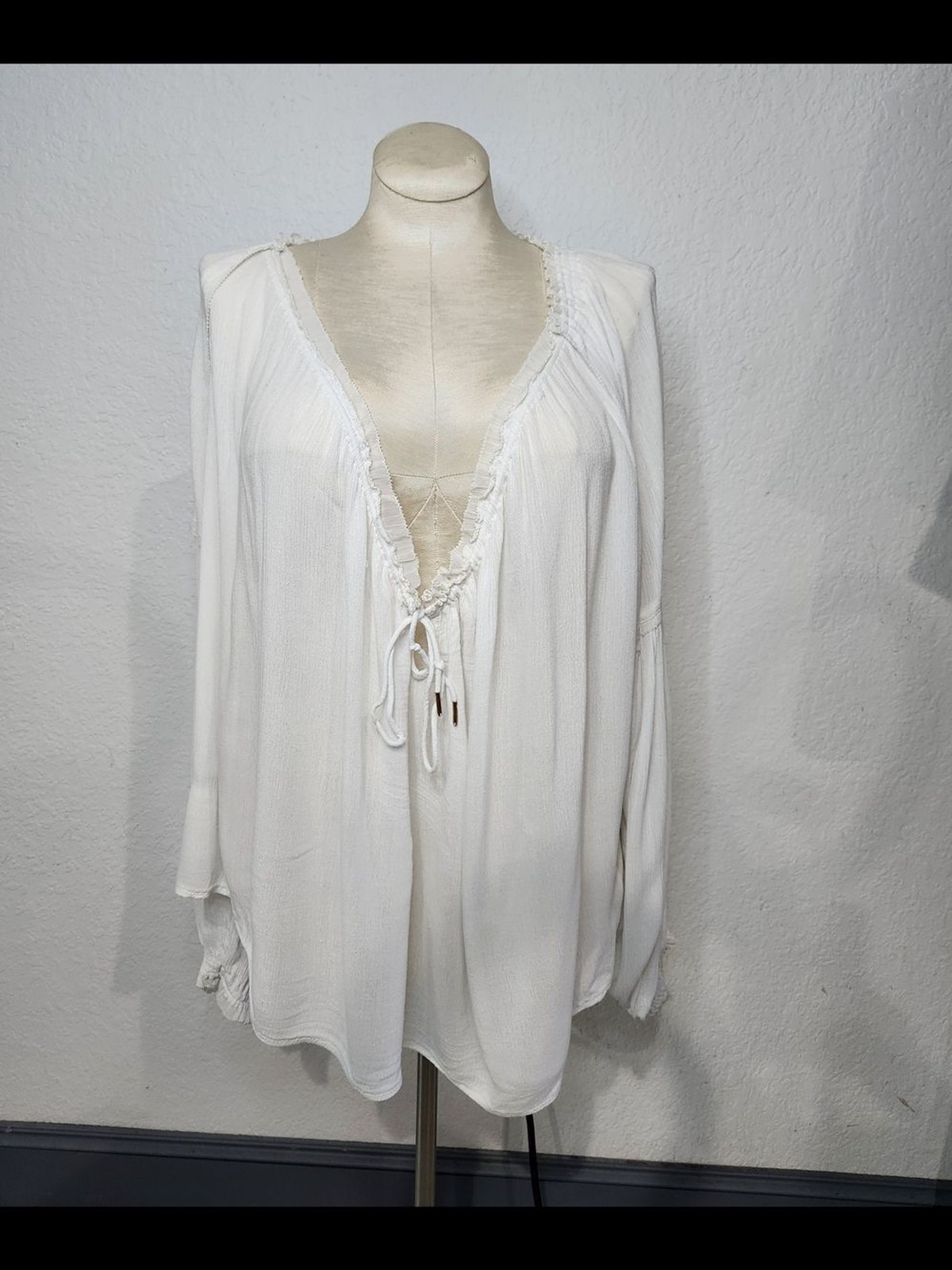 Free People White Tie-Front Peasant Tunic