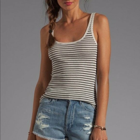 Vince tank cream tan heather scoopneck summer knit basics day wear neutral SM ec