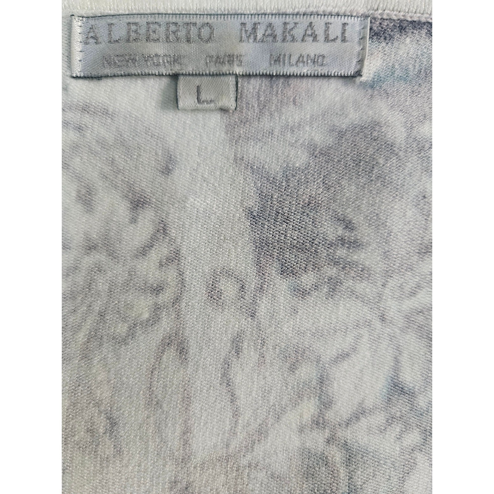 Alberto Makali Animal Print Shirt Sz L Grn Blk Gold Beaded Cotton Blend VTG