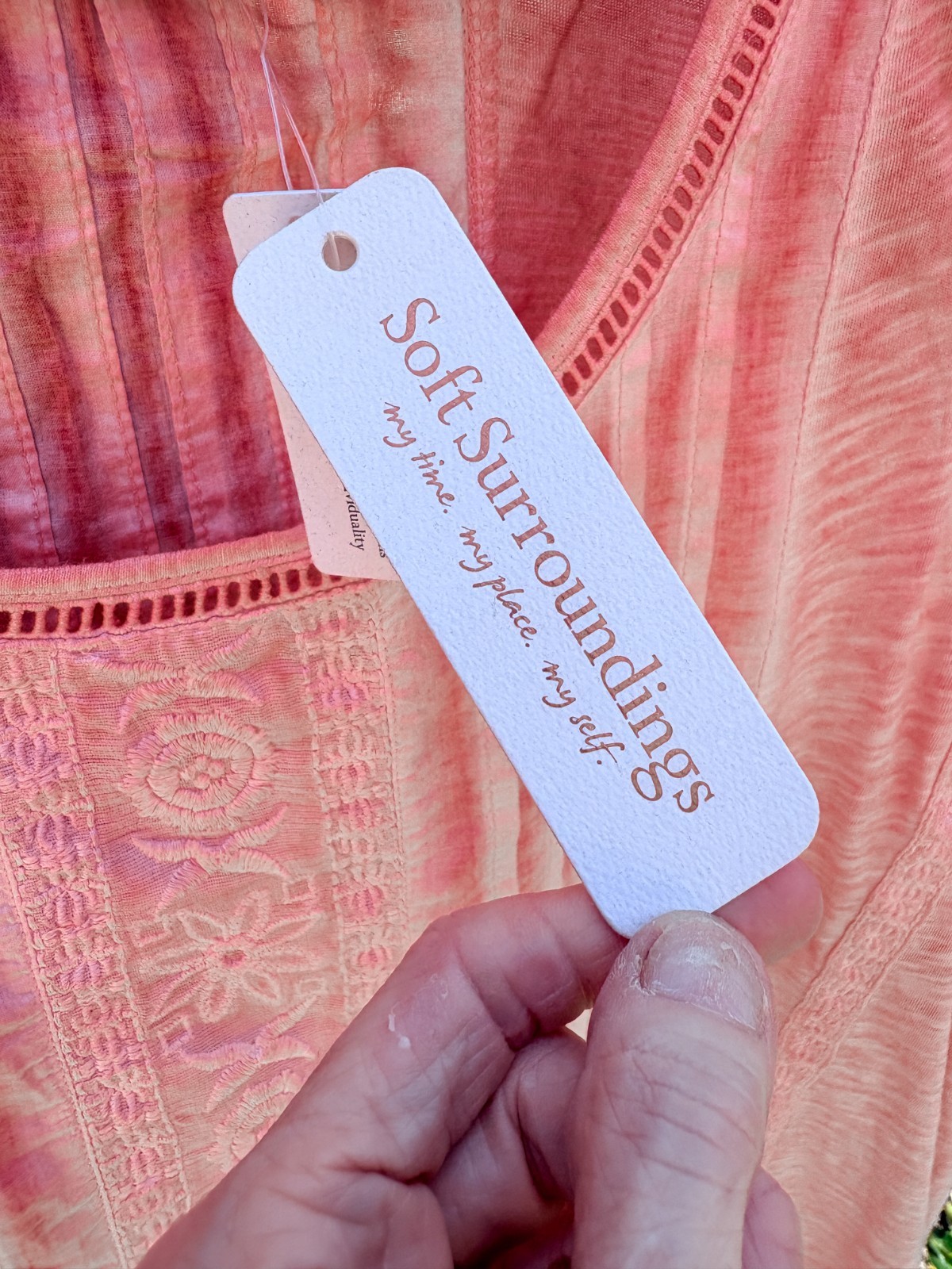 NWT Soft Surroundings Tank 2X Coral Cotton Resort Beach Vacation Summer SEU73