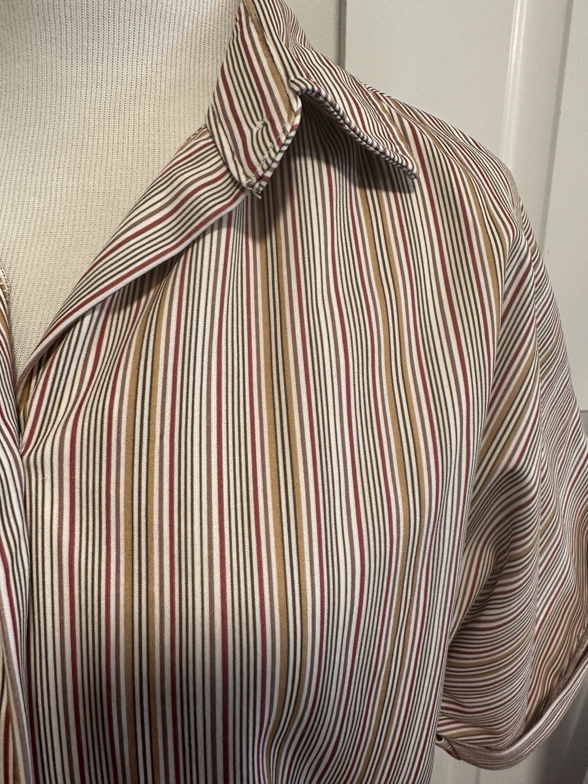 Jack Winter Knitsport Vintage Button Up Collard earth tones Stripes 18