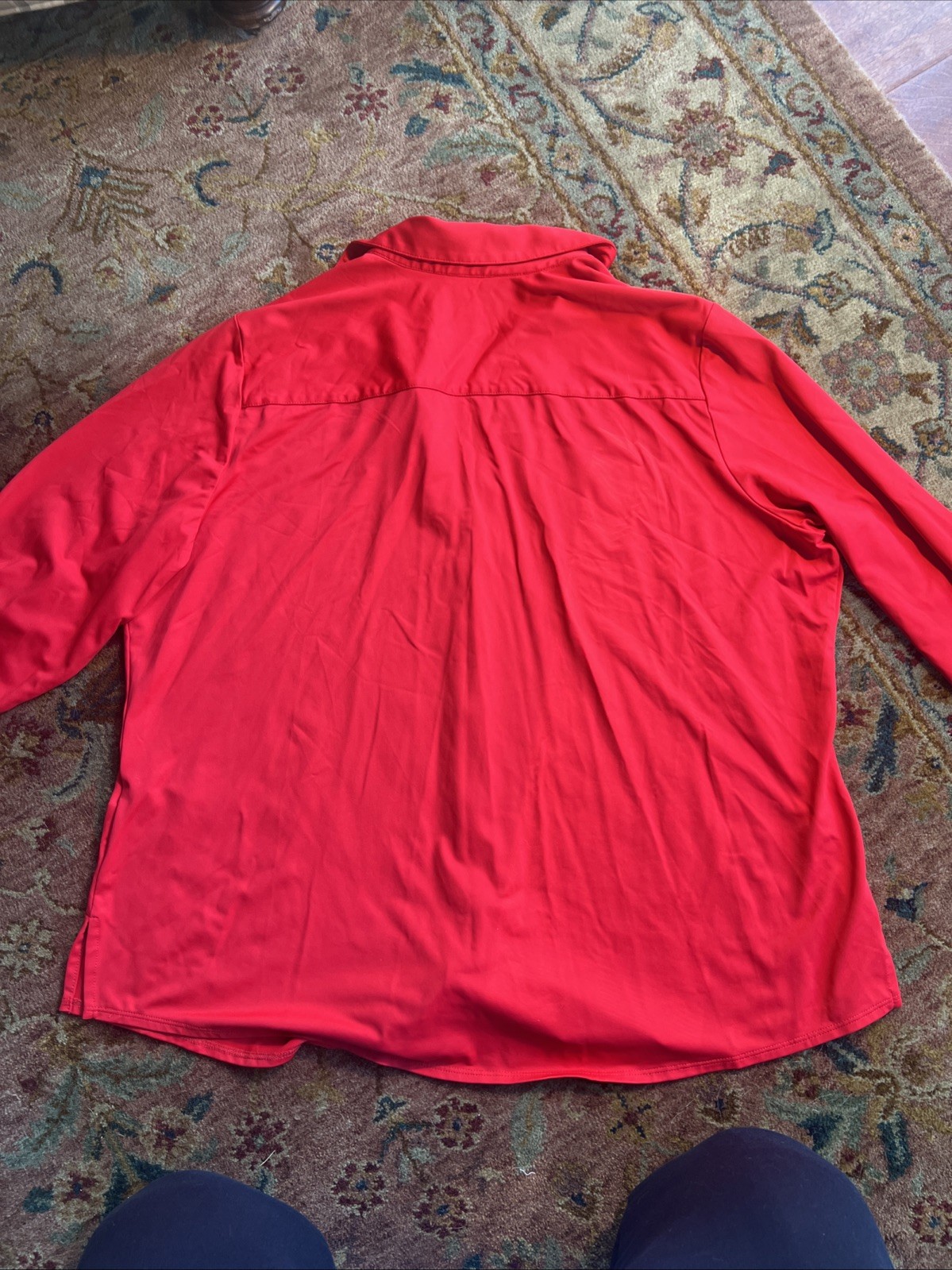 FOXCROFT Cherry Red Stretch Career/Business Easy Care LS Cuffed Relaxed Fit XL