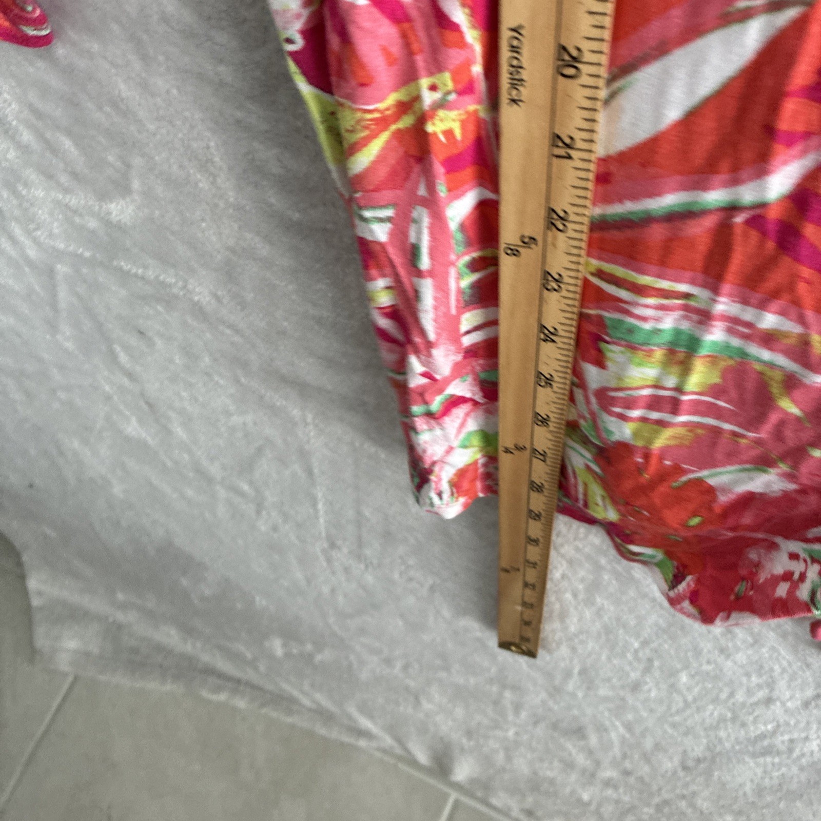 Palm Harbour Womans Blouse Top Coral Pink Floral Plus 1X Rayon Blend 4/3 Sleeve