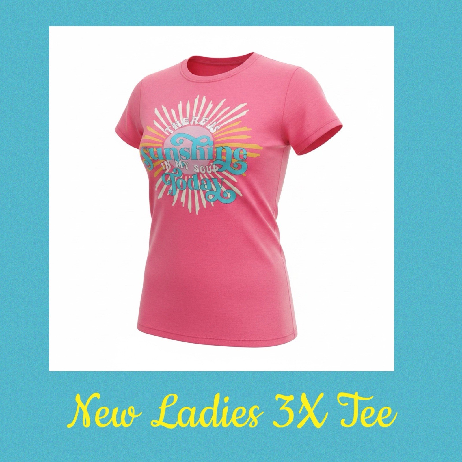 New Ladies Port & Company Size 3X Sunshine In My Soul Pink V Neck Graphic Tee