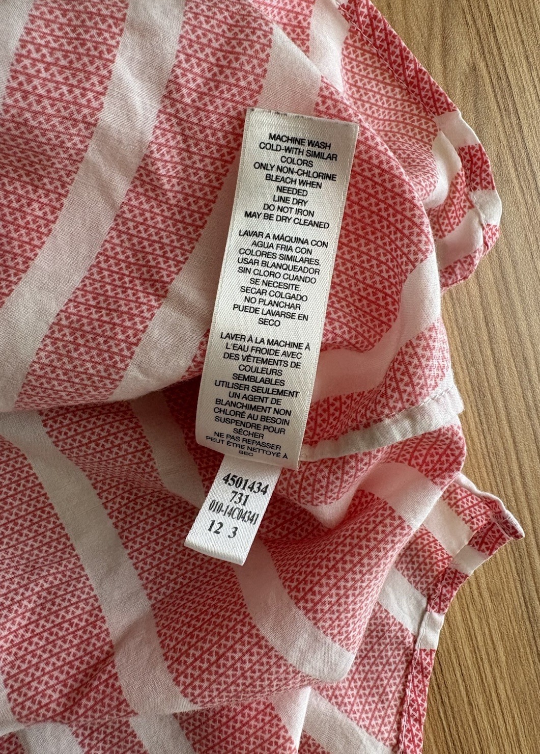 Chicos Candy Stripe Silk Cotton Button Up Shirt Sz 1 Pink Preppy Classic Office