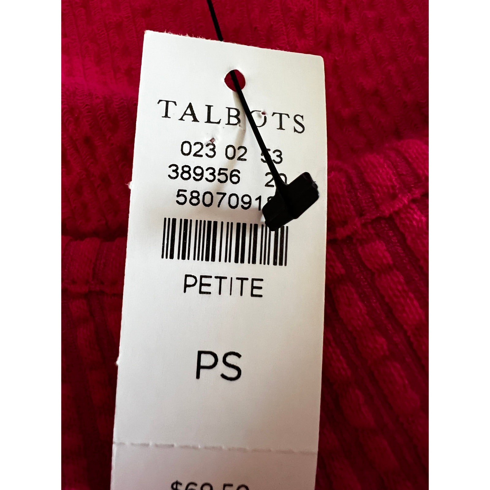 Talbots Pink Puff Sleeve Rib Knit Top SP Cotton Blend NWT Career Preppy