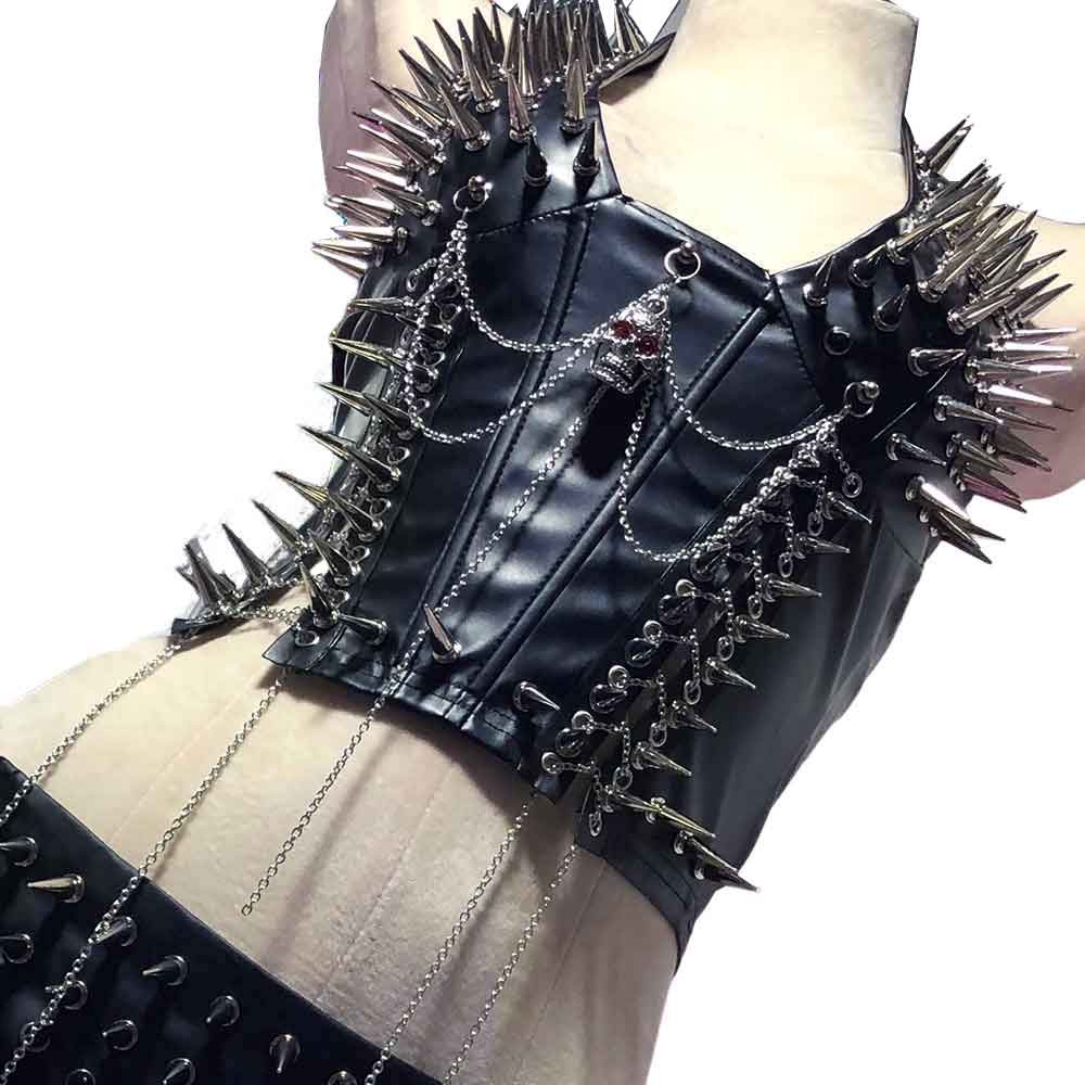 Goth Tops Spiked Gothic Tank Y2K Emo Clothing Punk Rock Clothes Vkei Grunge Q2