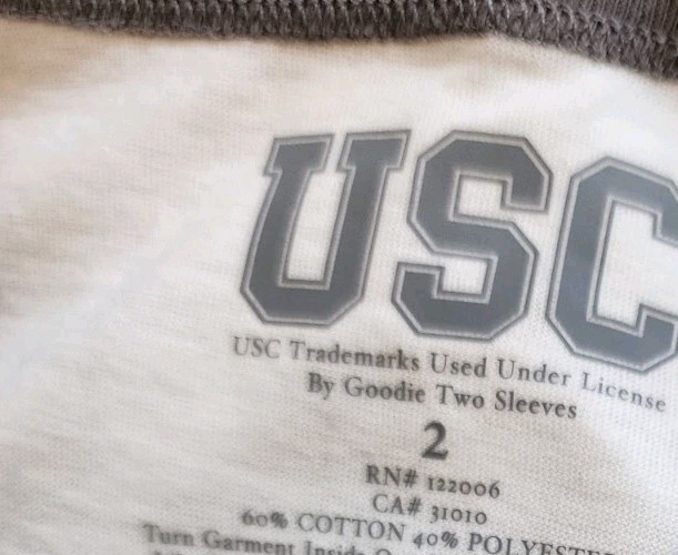 NWOT TORRID USC FOOTBALL White Classic Fit Short Sleeve Ringer Tee Sz 2 2X 18-20