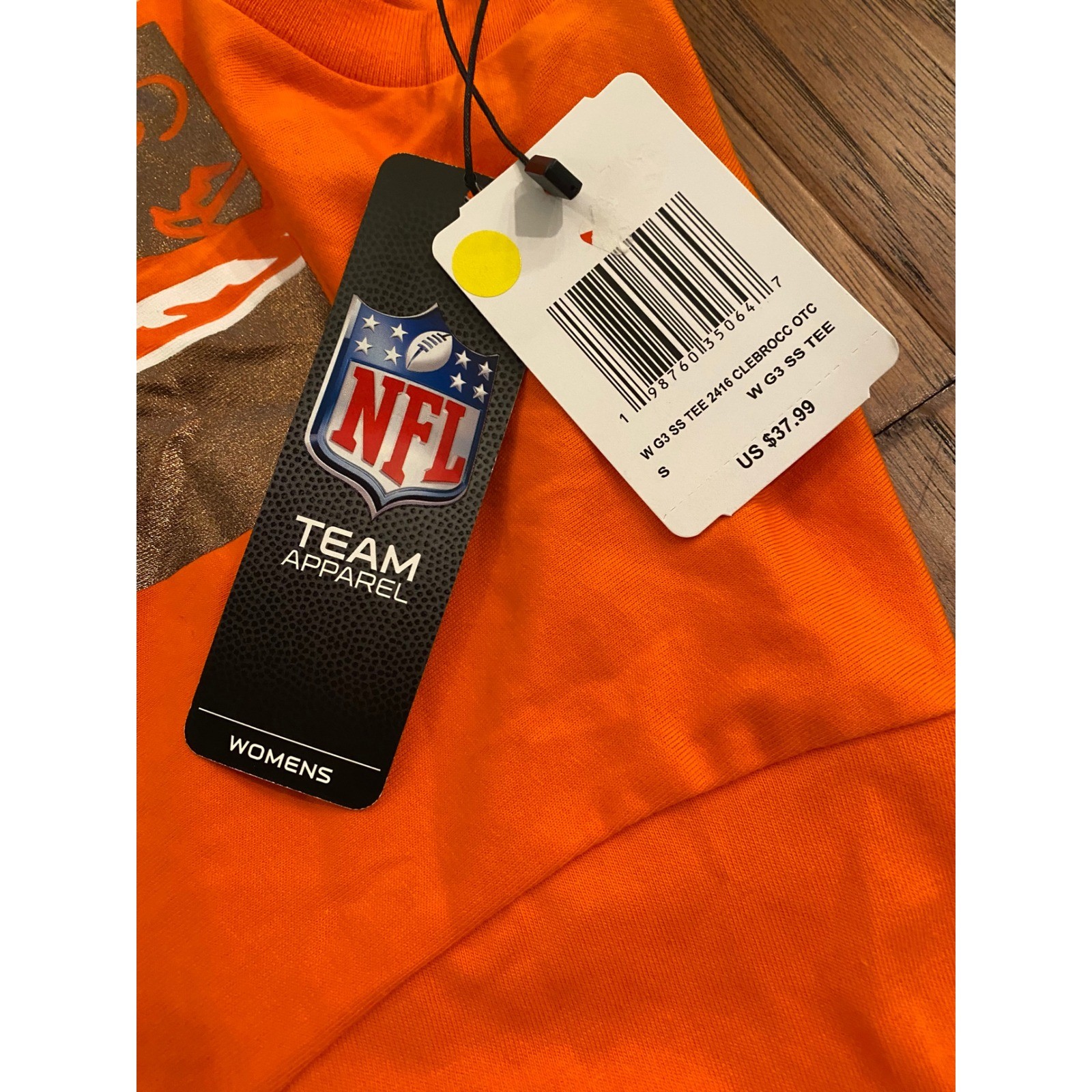 New Era NFL Cleveland Browns Womens Orange Cropped Graphic T-Shirt Small NWT