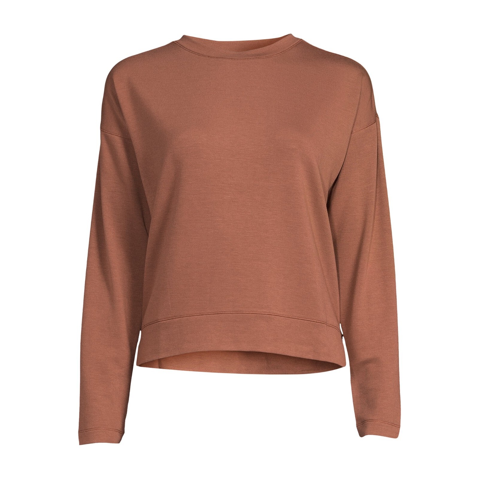 AVIA Women 2XL 20 Long Sleeve French Drop Shoulder Soft Terry Cloth Tee Brown