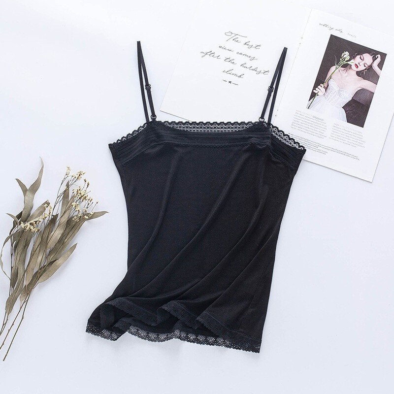 Sexy Knitted Silk Camisole Bottoming Tank Top Lace Mulberry Silk Camisole Top