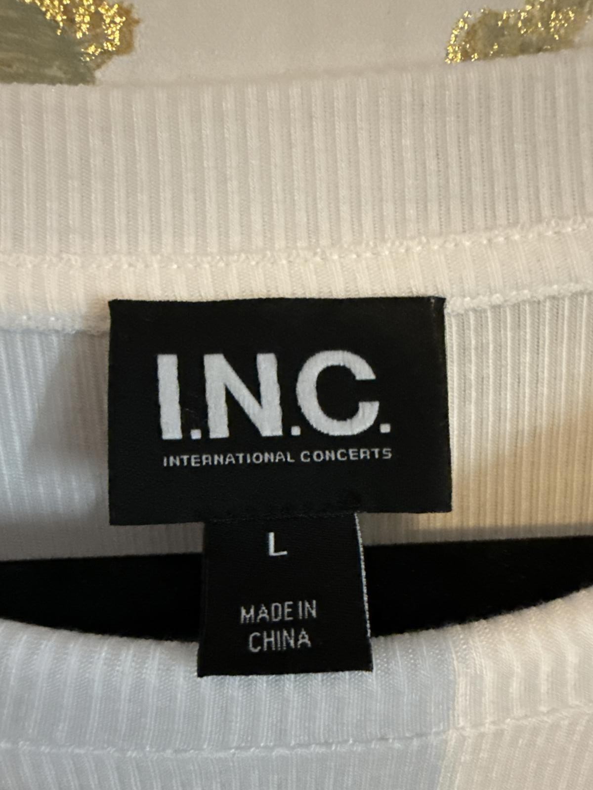 I.N.C. International Concepts White Ruched Side Tie Top, Size Large