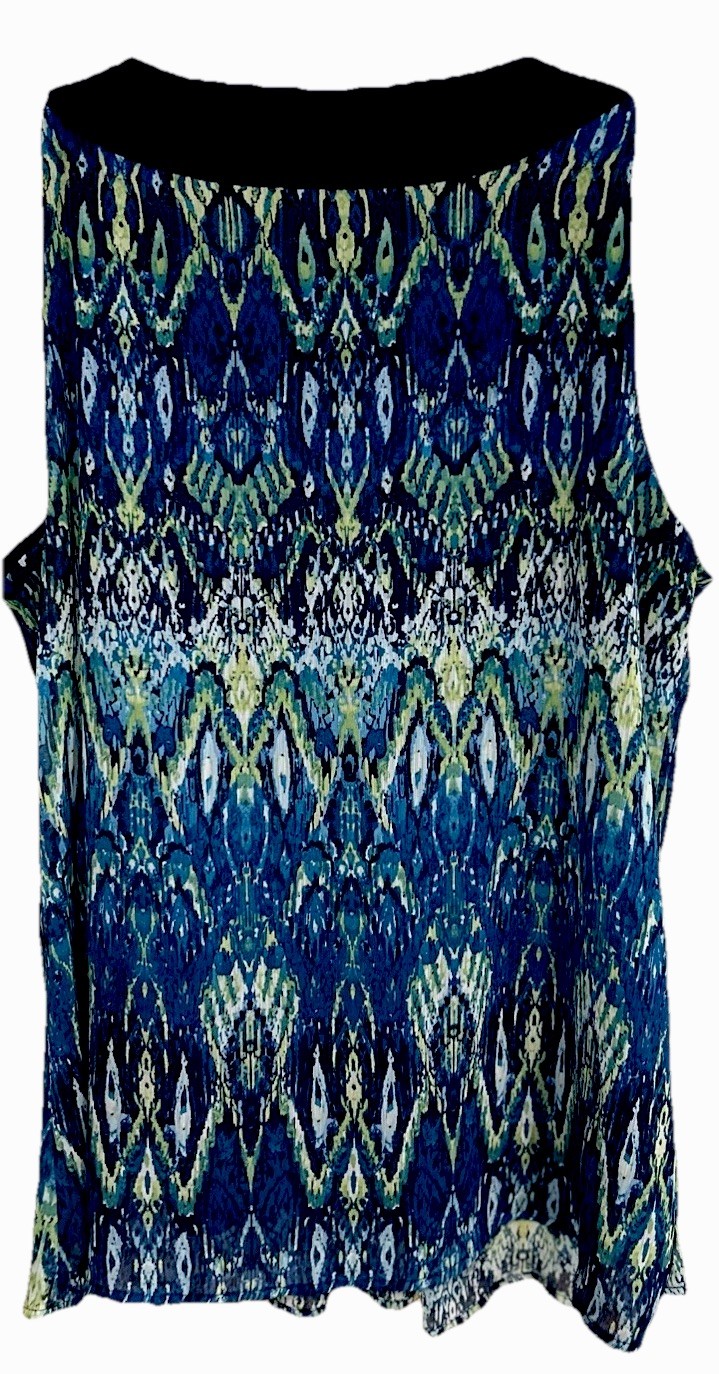 Zac & Rachel Top L Silky Beaded Neckline Popover Tank Shirt Blouse Women’s Large