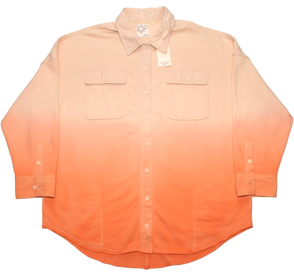 Offline By Aerie Exclusive Two-Tone Button Front Shirt, Beige/Orange, Women’s XL