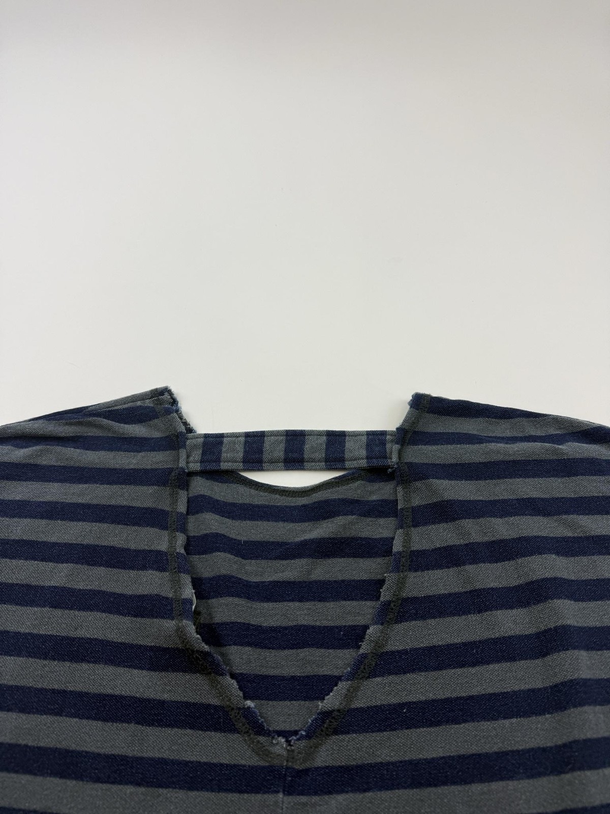 Blue Lemon Shirt Womens Large Blue Stripe Long Sleeve Scoop Back Strap Top