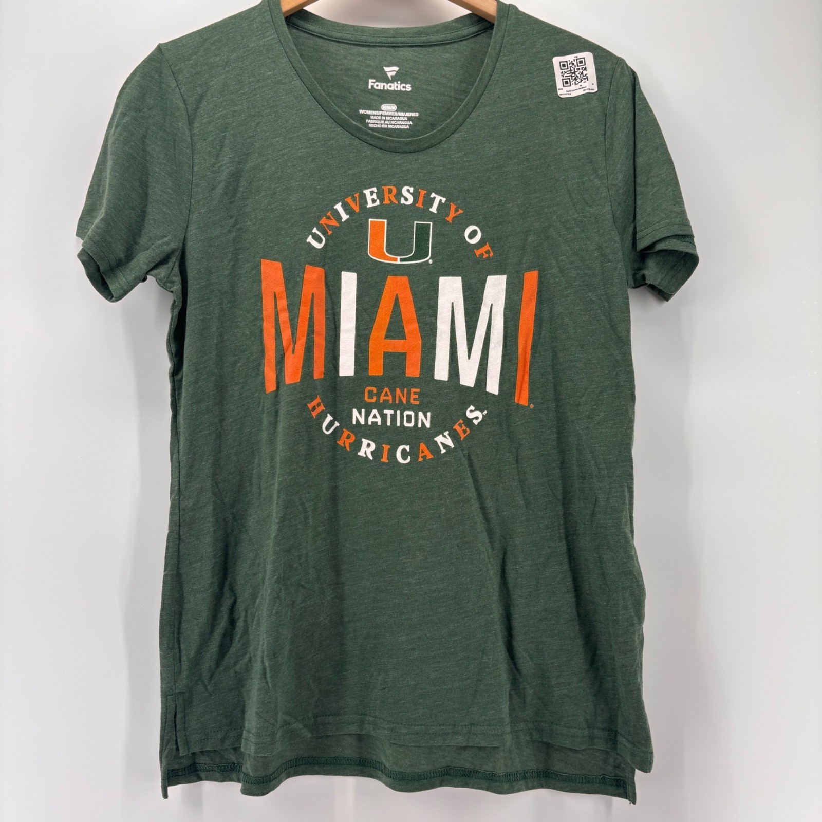 Fanatics University of Miami Hurricanes T-Shirt Womens Medium Green Cane Nation