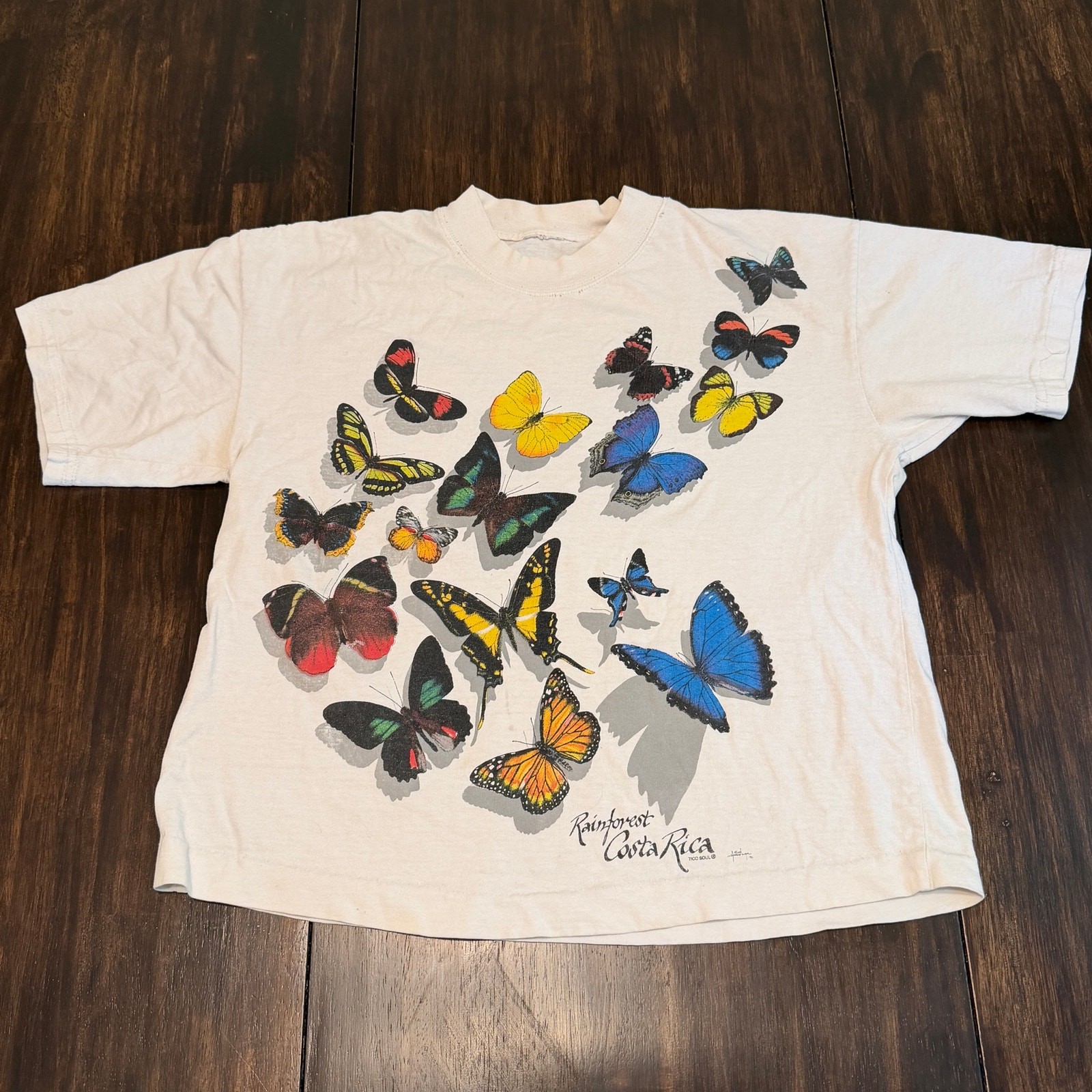 Vintage Butterfly nature graphic cropped Tshirt medium women’s single stitch 90s