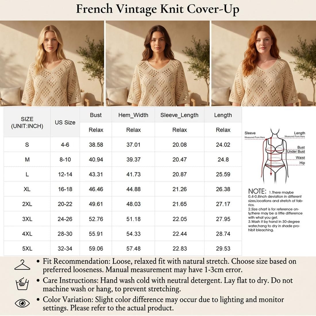 Women’s Bohemian-Inspired Beige Crochet Top with V-Neck