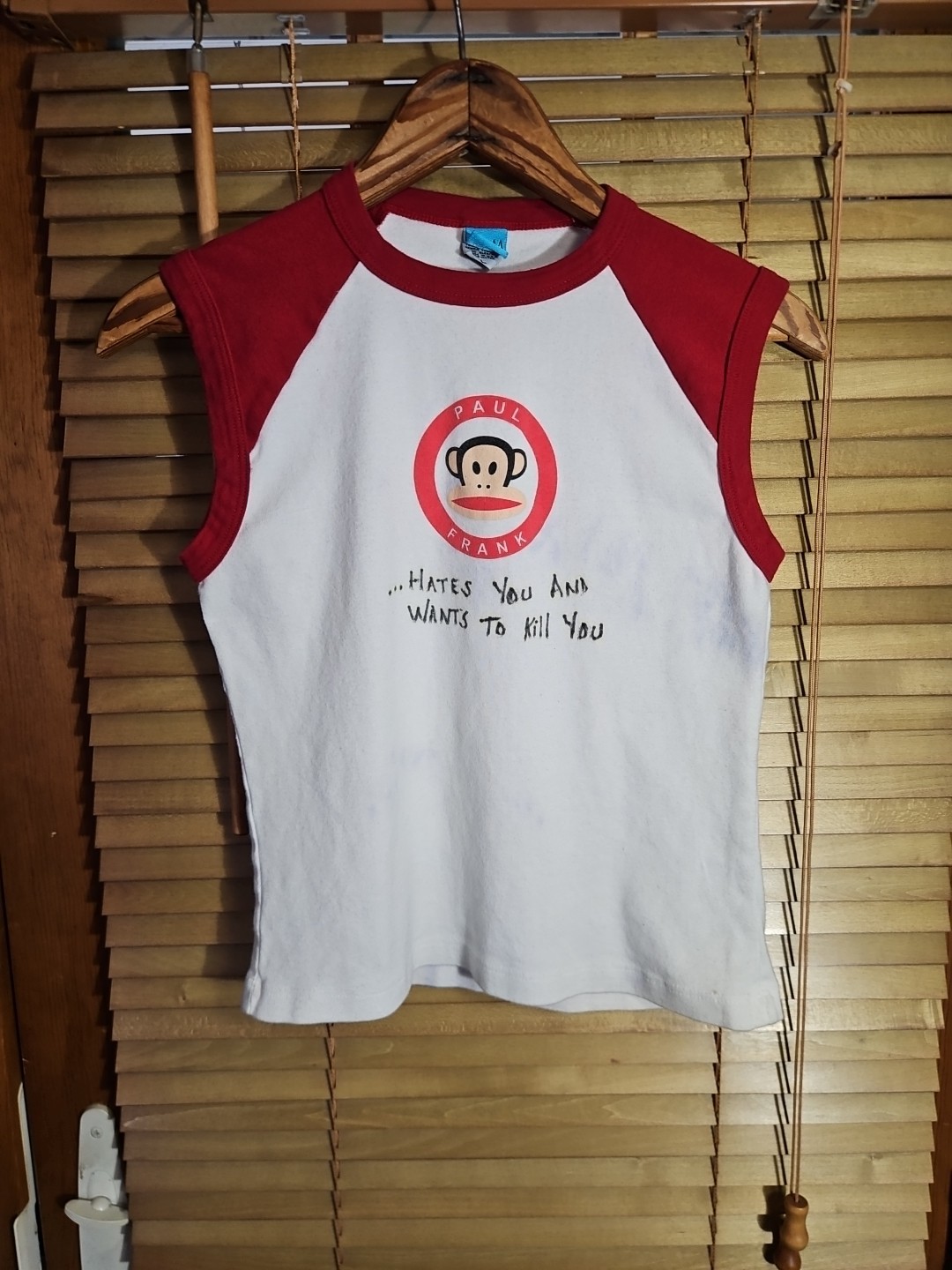 Vintage 90s Y2K Paul Frank Girls L Womens Baby Tee T Shirt Obscure Funny Custom