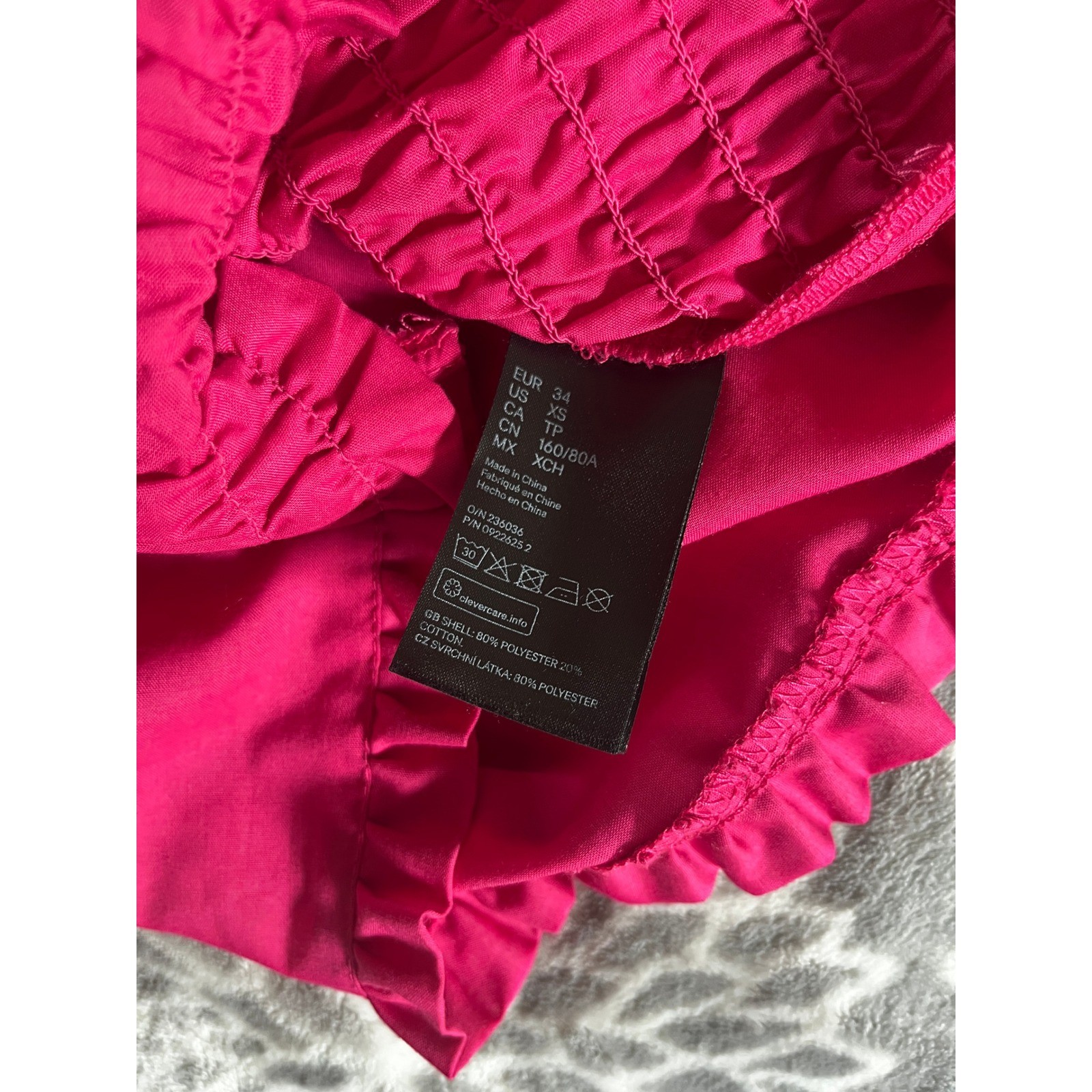 Pink Smocked Puff Sleeve Top XS Ruffle Mock Neck Boho Chic Cottagecore Coquette
