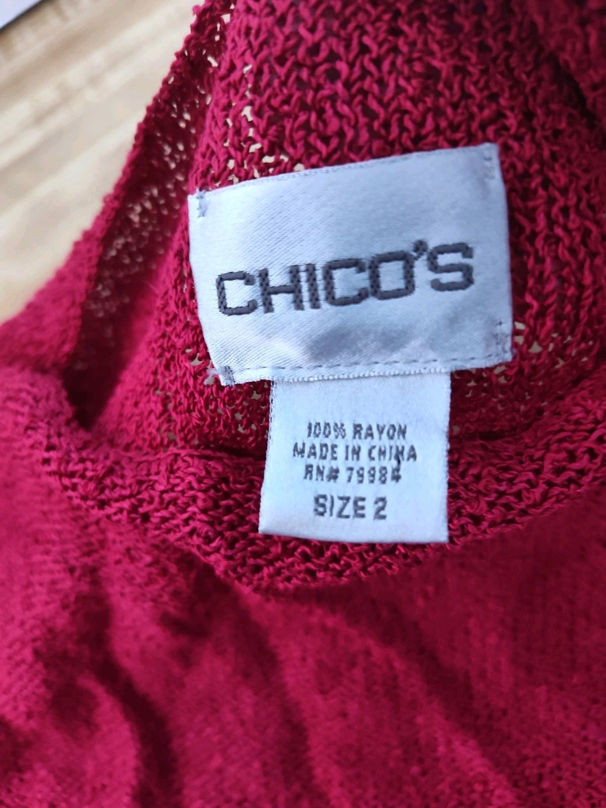 Chico’s asymmetrical Red Overdress/ Tunic Semi Sheer Sz 2 8-12 Best Fit Unique