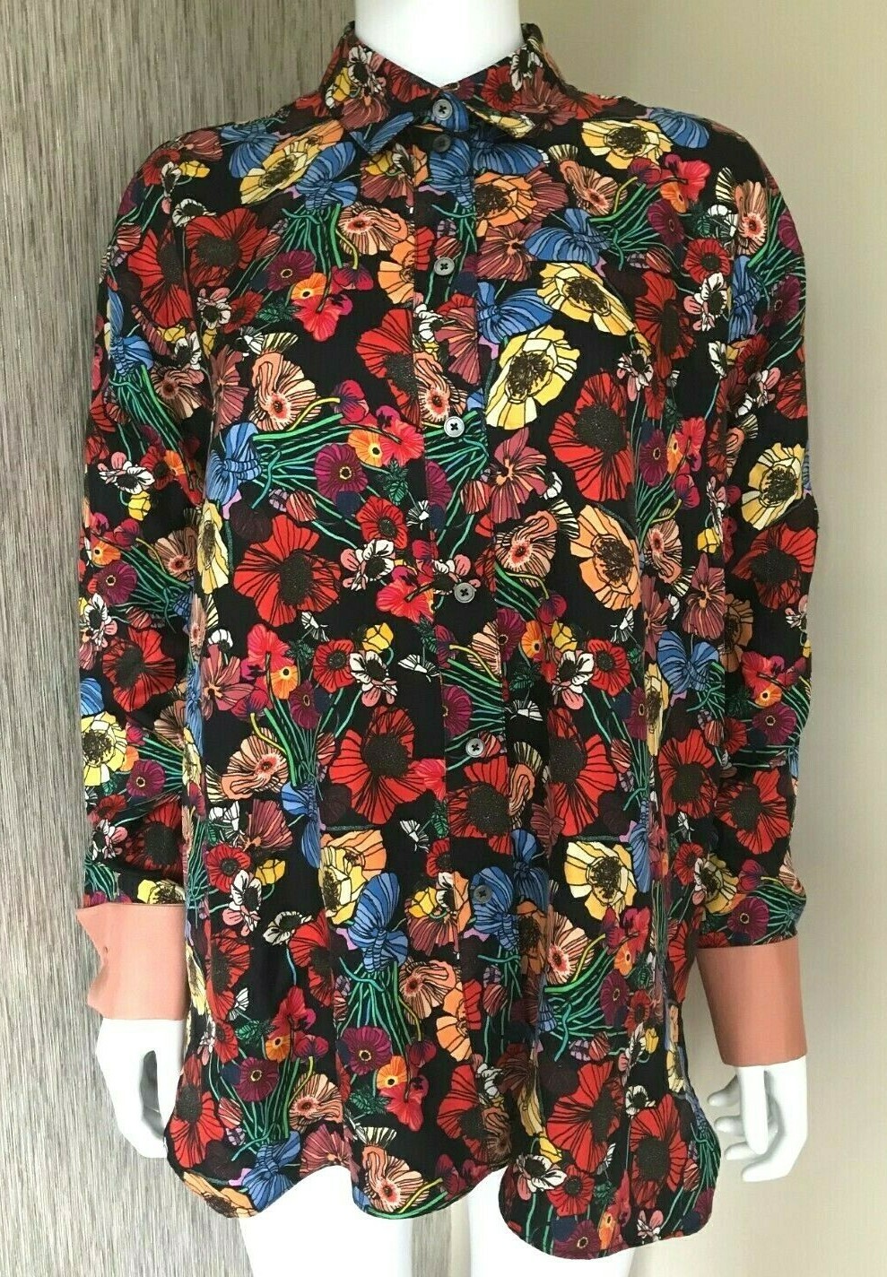 PAUL SMITH OCEAN FLORAL SILK SHIRT BLOUSE RELAXED FIT SIZE UK 10-12 RETAIL