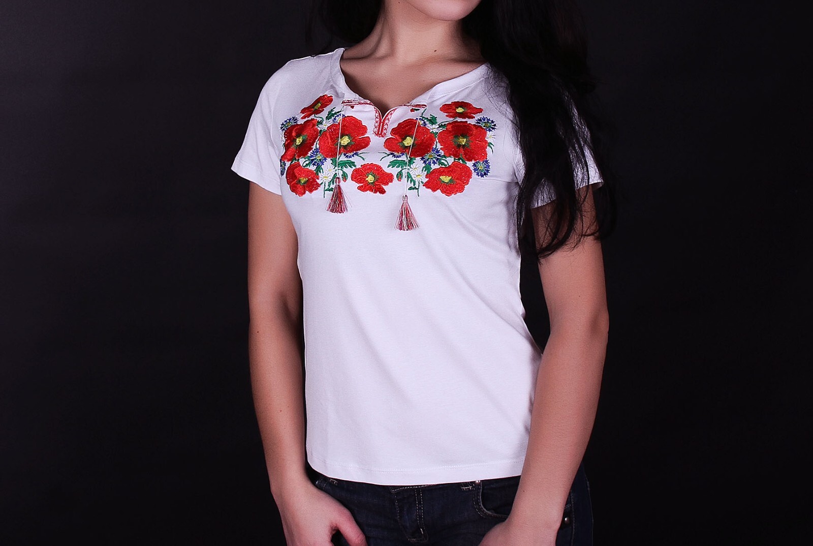 Vyshyvanka Traditional Embroidered Women Ukrainian t-shirt Ethnic Size S