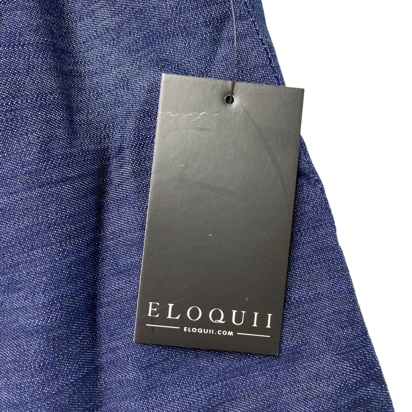 ELOQUII *NEW* Embroidered Chambray Tank Size 16 Blue with White Detail at Hem