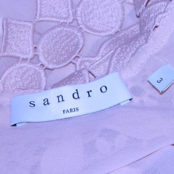 Sandro Designer Lace Cropped Chiffon Hem Blouse Top Wedding Size 3