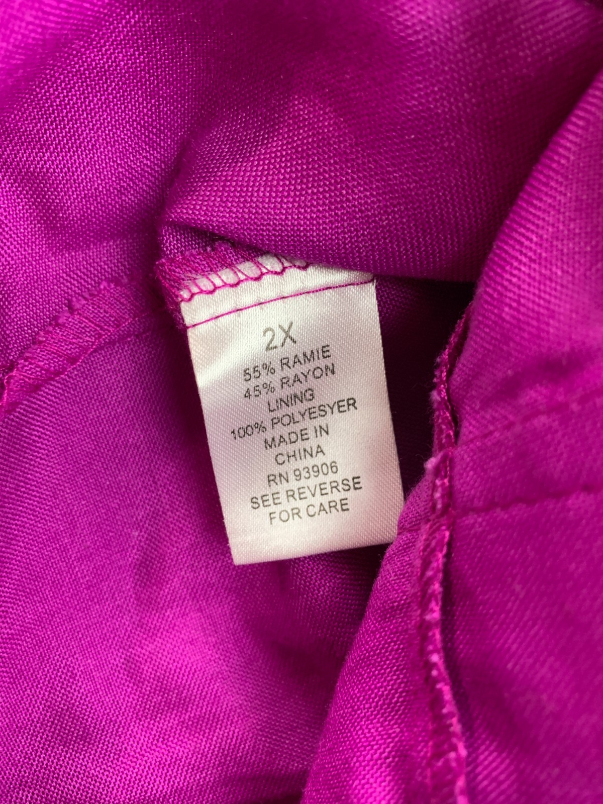 Sherry Taylor Puff Sleeve Jacket Blouse Womens Plus 2X Fushia Belted Career Cool
