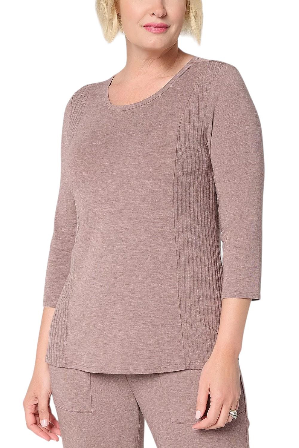 Modern Soul Women’s Jersey & Rib Mixed Tee w/ Support System Taupe