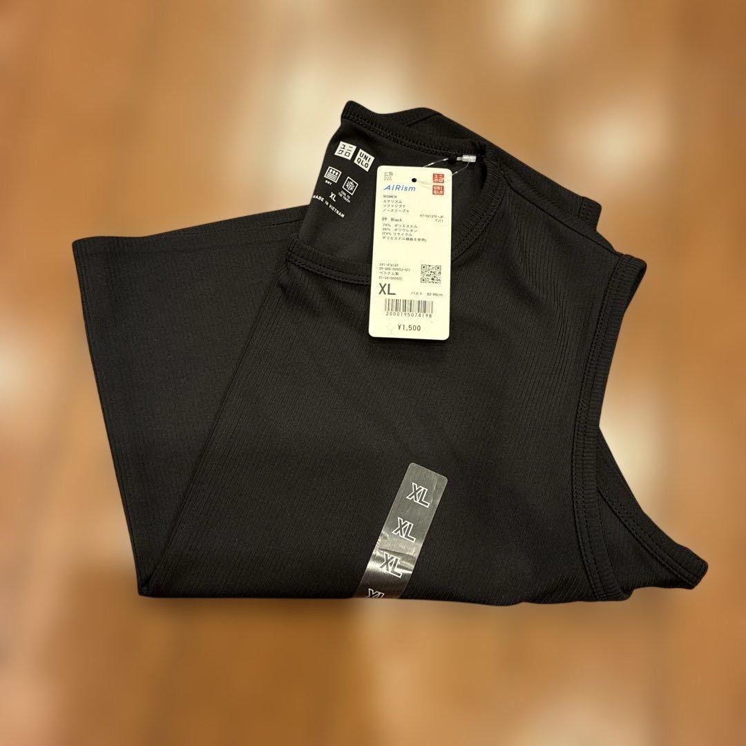 UNIQLO AIRism Soft Rib T Sleeveless Black XL