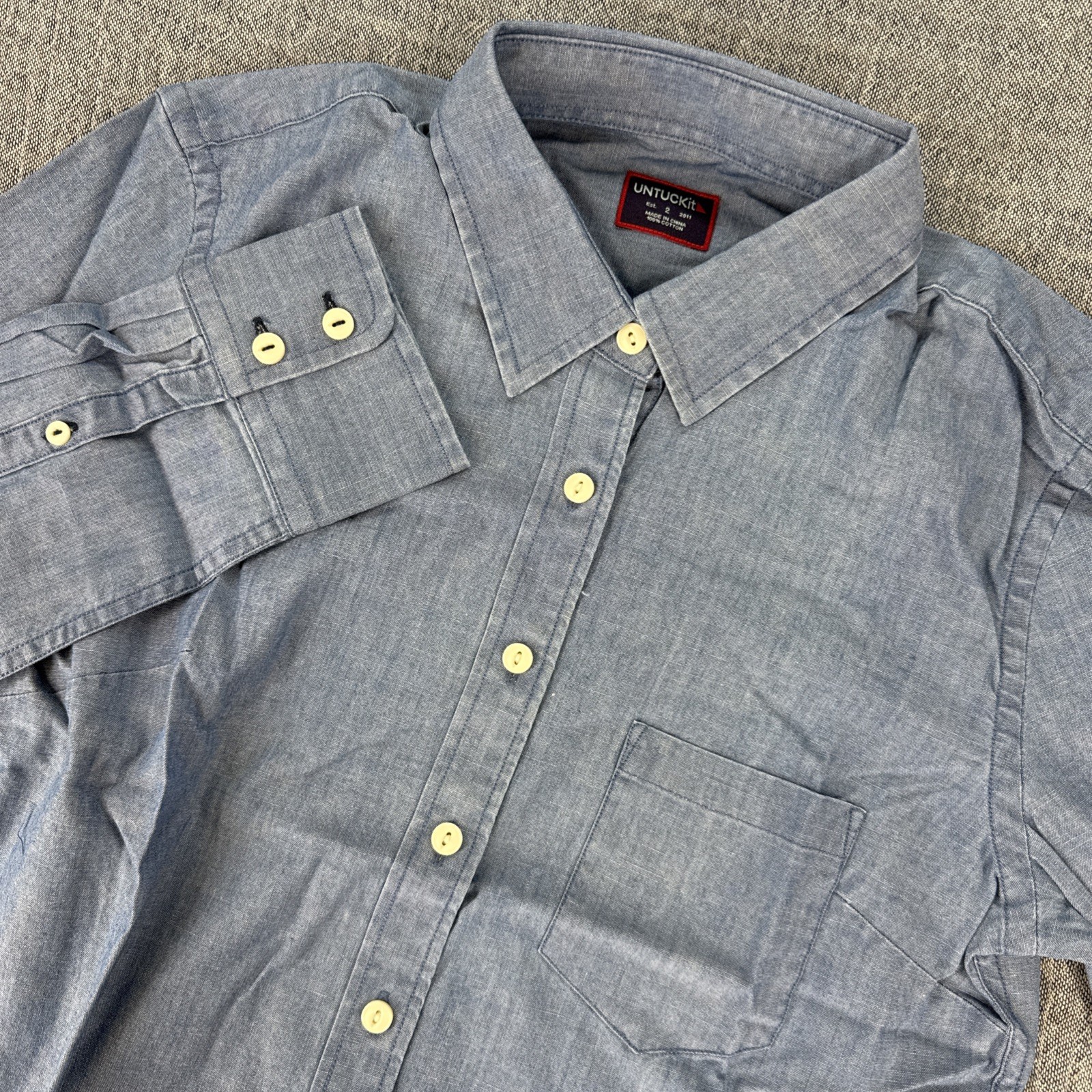 UNTUCKit Valori Womens Long Sleeve Button Up Blue Cotton Shirt New – PICK SIZE